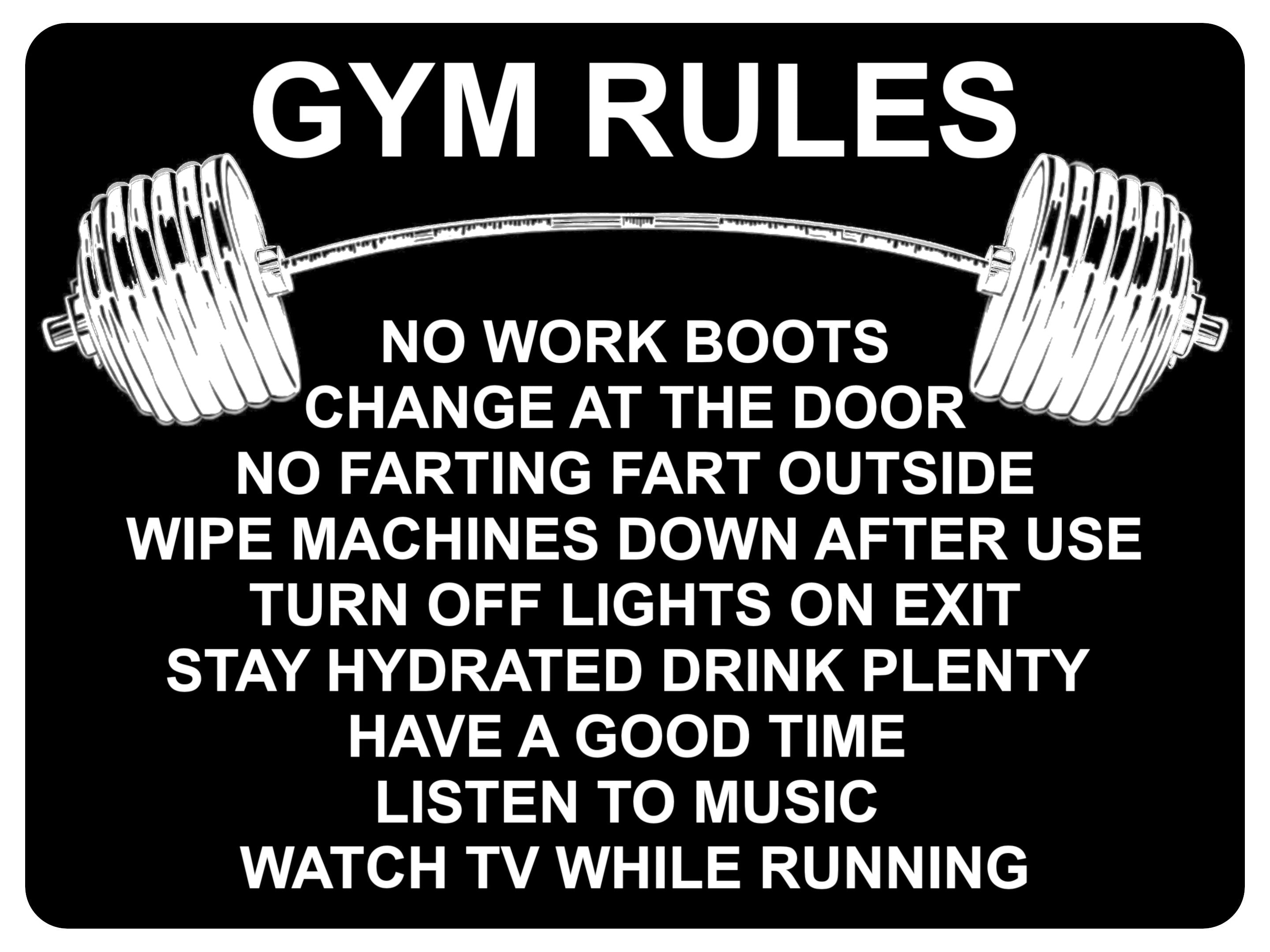 1352 GYM RULES Funny Metal Aluminium Plaque Sign Fitness House Shed Door Wall