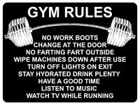 1352 GYM RULES Funny Metal Aluminium Plaque Sign Fitness House Shed Door Wall