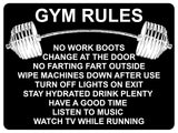 1352 GYM RULES Funny Metal Aluminium Plaque Sign Fitness House Shed Door Wall