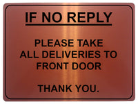 712 IF NO REPLY ALL DELIVERIES TO FRONT DOOR Metal Sign Plaque House Office Gate