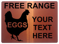 733 Personalised FREE RANGE EGGS Farm Metal Aluminium Plaque Sign Wall Gate Door