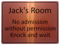 874 Custom Personalised Name's Room No admission, Knock and wait Metal Aluminium Plaque Sign Door House