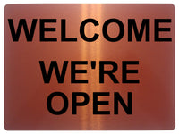 601 WELCOME WE'RE OPEN Metal Aluminium Plaque Sign For Door House Office Shop Bar Pab