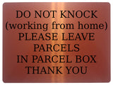 1290 DO NOT KNOCK (working from home) Metal Aluminium Plaque Sign Door PARCEL BOX