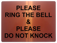 500 PLEASE RING BELL DO NOT KNOCK Metal Aluminium Plaque Sign Door House Office