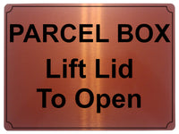 622 PARCEL BOX Lift Lid To Open Metal Aluminium Plaque Sign Door House Office Letters Post