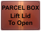 622 PARCEL BOX Lift Lid To Open Metal Aluminium Plaque Sign Door House Office Letters Post