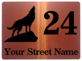 801 Custom Personalised Address Wolf Metal Plaque Sign For Door Wall House Office Gate