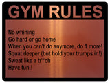 784 GYM RULES Safety Funny Door Wall Metal Aluminium Plaque Sign Fitness Club