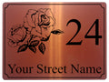 610 Custom Personalised Rose Number Address House Metal Aluminium Sign Plaque For Front Door Wall Gate