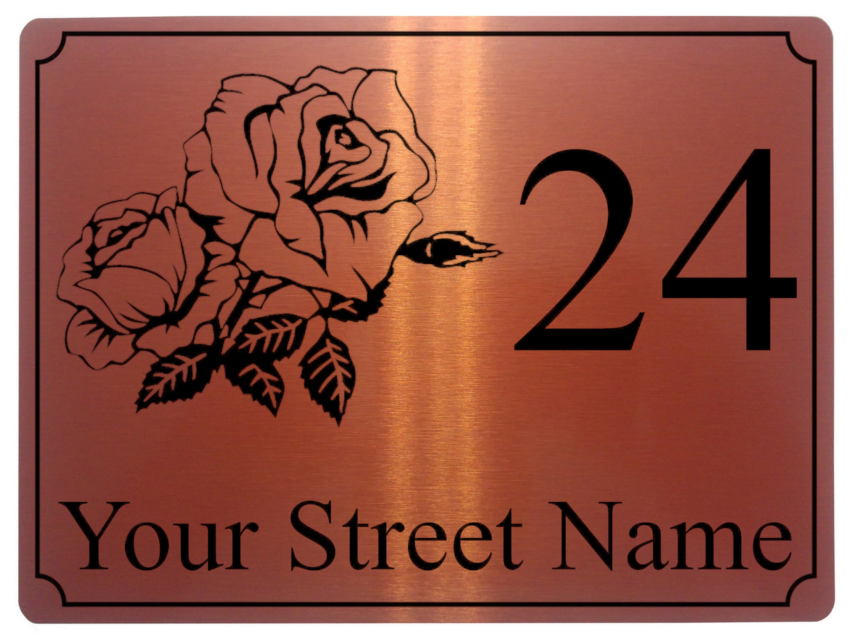 610 Custom Personalised Rose Number Address House Metal Aluminium Sign Plaque For Front Door Wall Gate