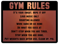 688 GYM RULES Safety Funny Door Wall Metal Aluminium Plaque Sign Fitness Club