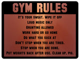 688 GYM RULES Safety Funny Door Wall Metal Aluminium Plaque Sign Fitness Club