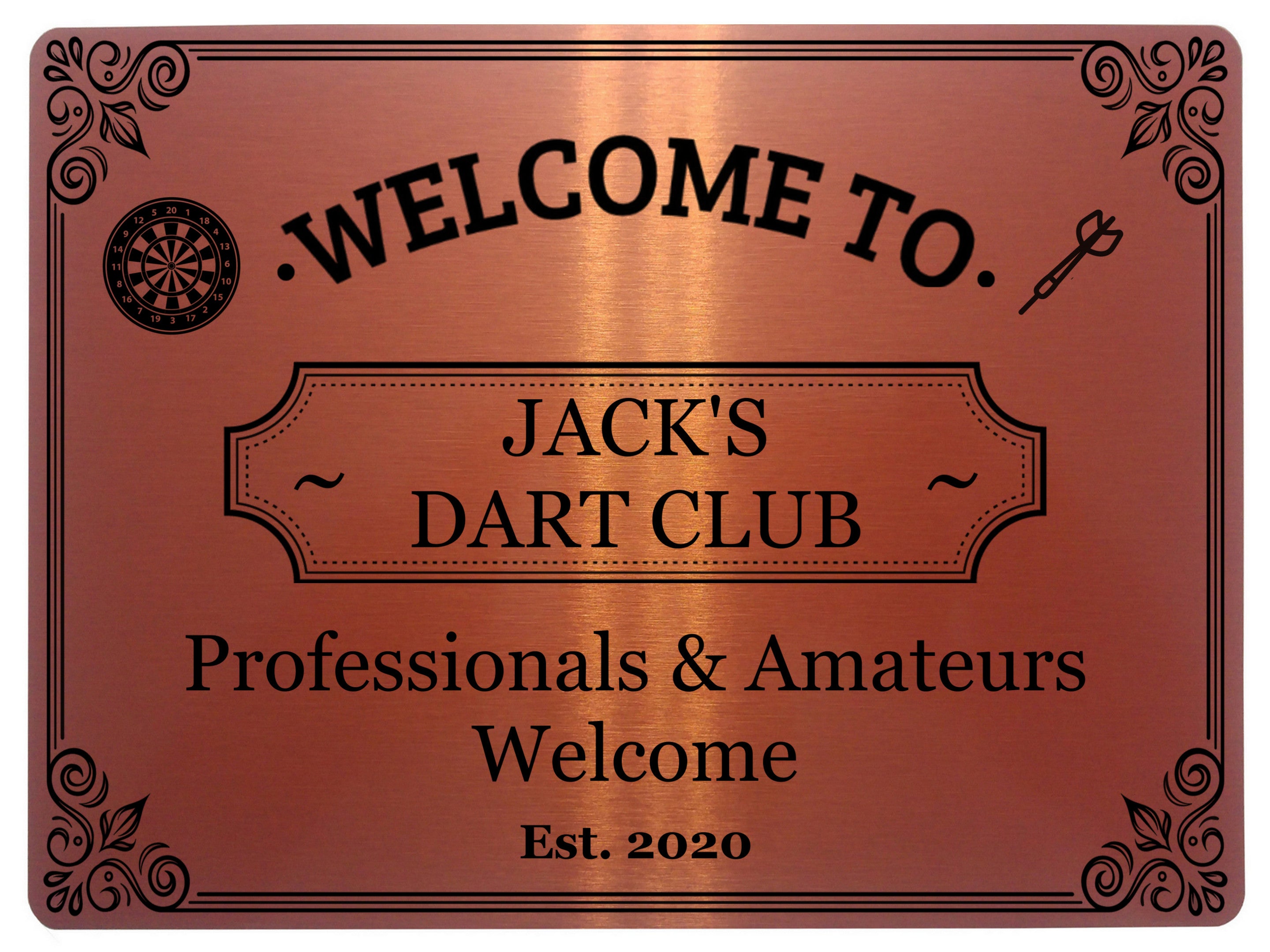 267 Personalised DART CLUB Name Man Cave Professionals & Amateurs Welcome Metal Aluminium Sign Door Plaque Pub