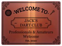 267 Personalised DART CLUB Name Man Cave Professionals & Amateurs Welcome Metal Aluminium Sign Door Plaque Pub