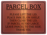 620 PARCEL BOX LIFT THE LID Metal Aluminium Plaque Sign Door House Office Letters Post