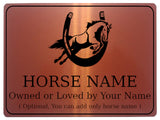 757 Custom Personalised Horseshoe Name Pony Metal Aluminium Sign Stable Door Plaque