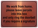 538 We work from home Metal Aluminium Plaque Sign Door Bell Letters Parcels House Office