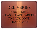 725 DELIVERIES IF NOT HOME LEAVE PARCELS TO BACK DOOR Metal Aluminium Sign Plaque House