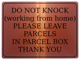 1291 DO NOT KNOCK (working from home) Metal Aluminium Plaque Sign Door PARCEL BOX