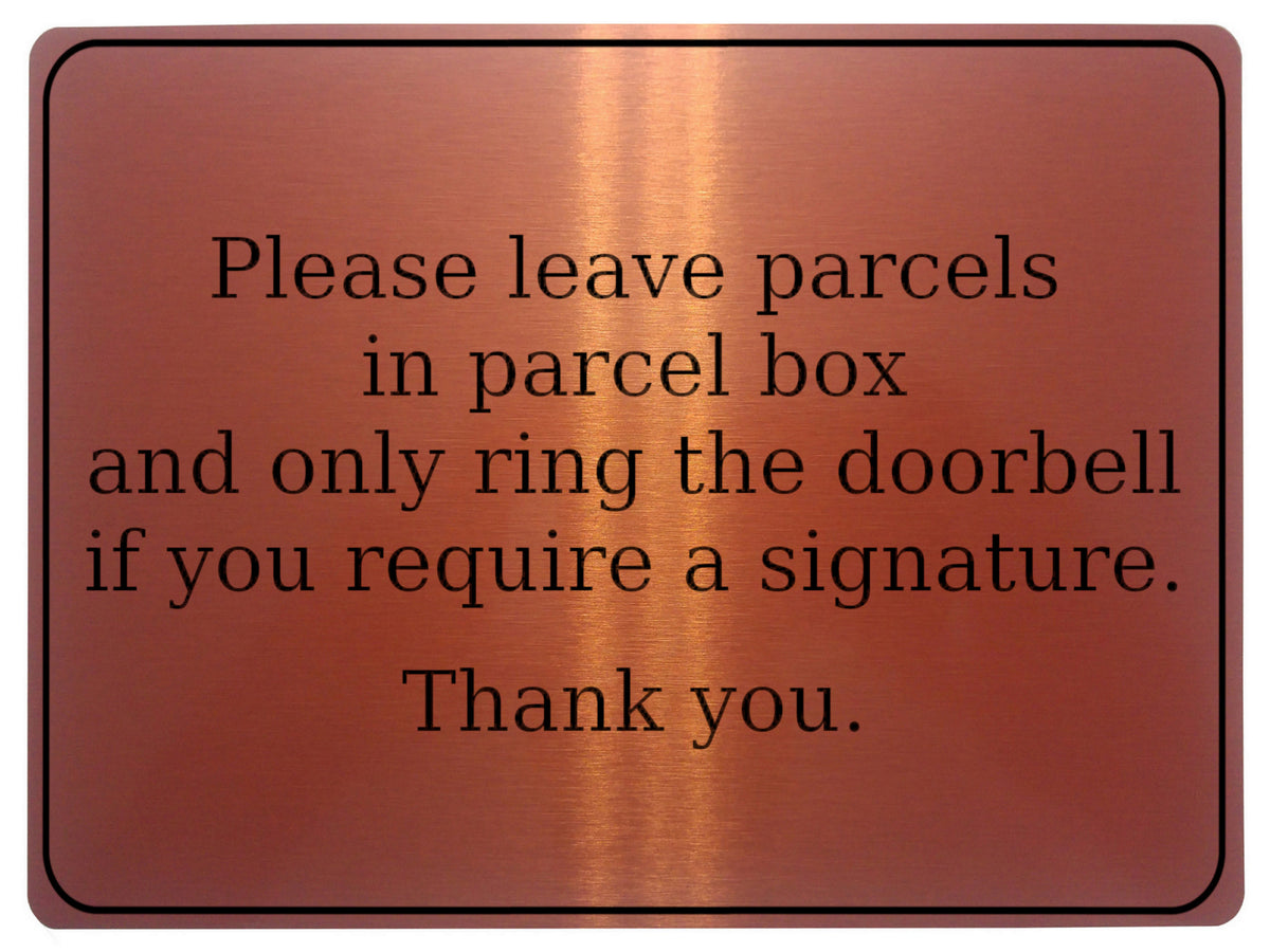 738 Please leave parcels in parcel box Ring Doorbell Metal Aluminium Plaque Sign House Office Letters