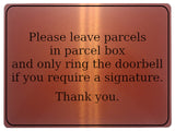 738 Please leave parcels in parcel box Ring Doorbell Metal Aluminium Plaque Sign House Office Letters