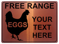 734 Personalised FREE RANGE EGGS Farm Metal Aluminium Plaque Sign Wall Gate Door