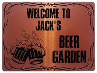 868 Custom Personalised WELCOME TO BEER GARDEN Metal Aluminium Plaque Sign Door Gate House Bar Pub