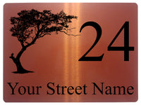 611 Custom Personalised Tree Number Address House Metal Aluminium Sign Plaque For Front Door Wall Gate