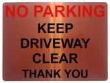 535 NO PARKING KEEP DRIVEWAY CLEAR Metal Aluminium Plaque Sign Door Gate House