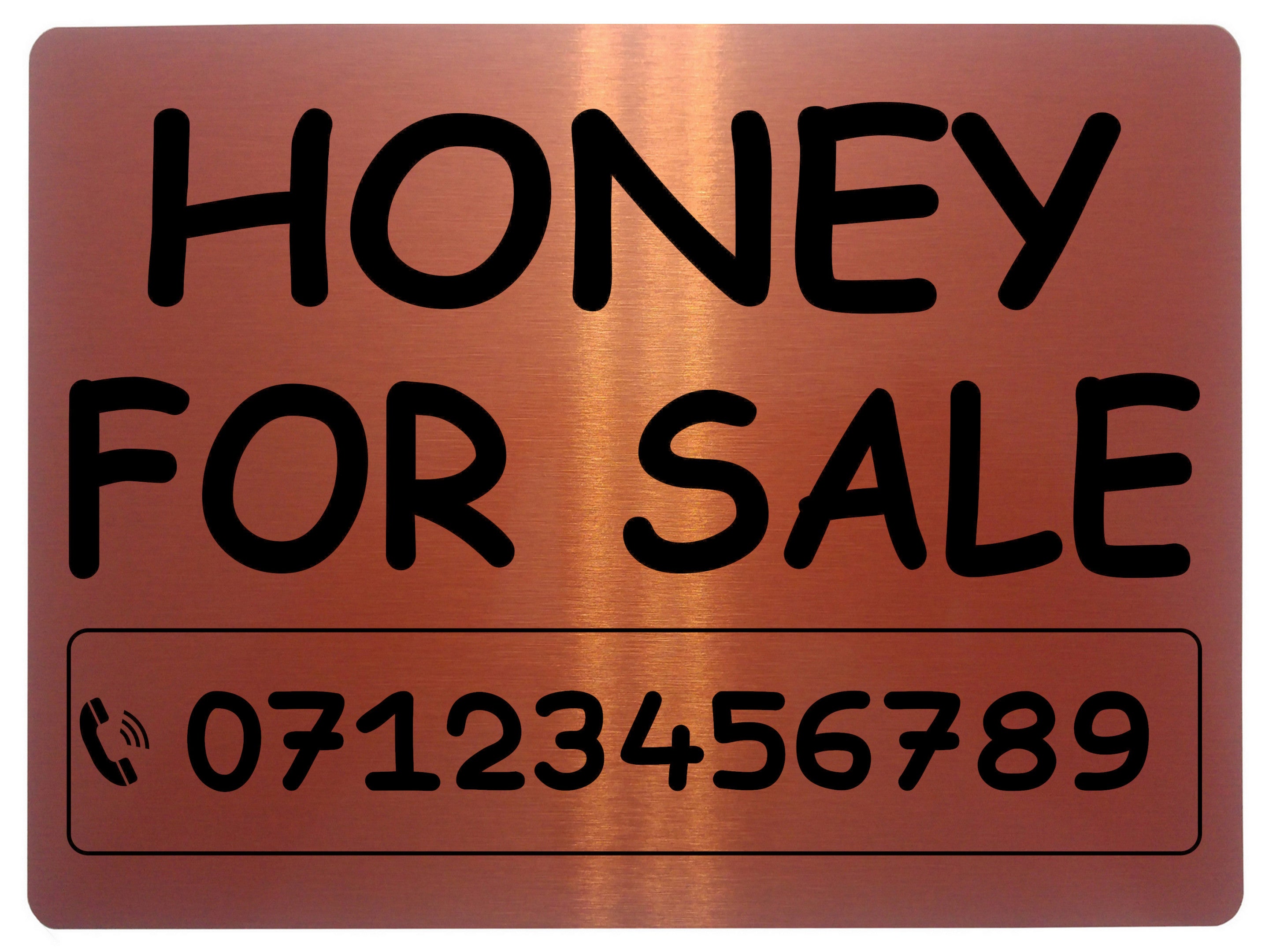 819 Personalised HONEY FOR SALE Metal Aluminium Plaque Sign Door Gate House Farm