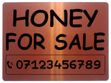 819 Personalised HONEY FOR SALE Metal Aluminium Plaque Sign Door Gate House Farm