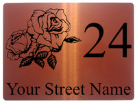 609 Custom Personalised Rose Number Address House Metal Aluminium Sign Plaque For Front Door Wall Gate