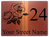 609 Custom Personalised Rose Number Address House Metal Aluminium Sign Plaque For Front Door Wall Gate