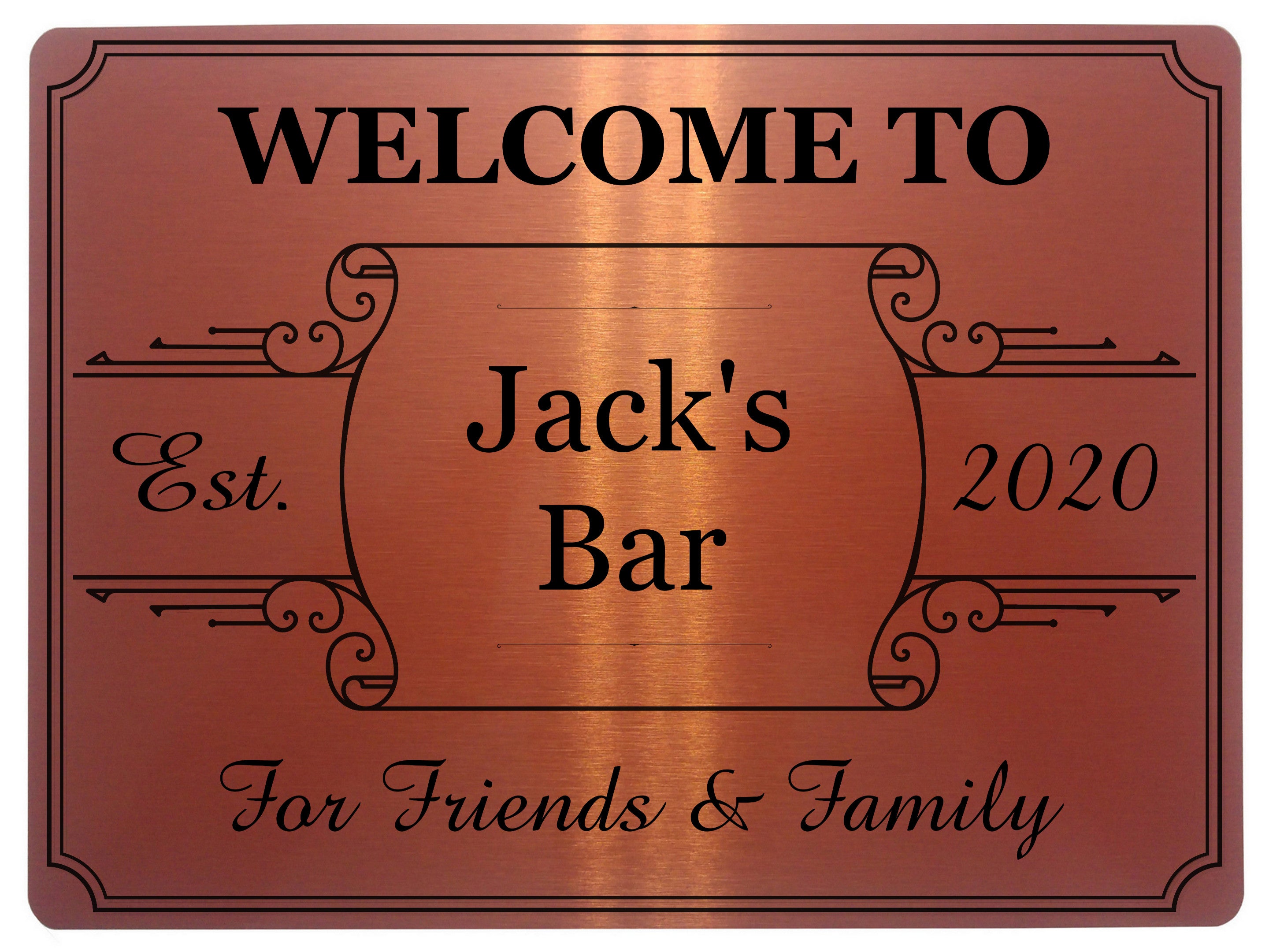192 Personalised WELCOME TO YOUR NAME BAR Metal Aluminium Sign Door Plaque Pub