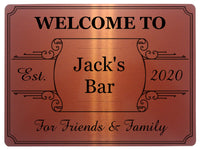 192 Personalised WELCOME TO YOUR NAME BAR Metal Aluminium Sign Door Plaque Pub