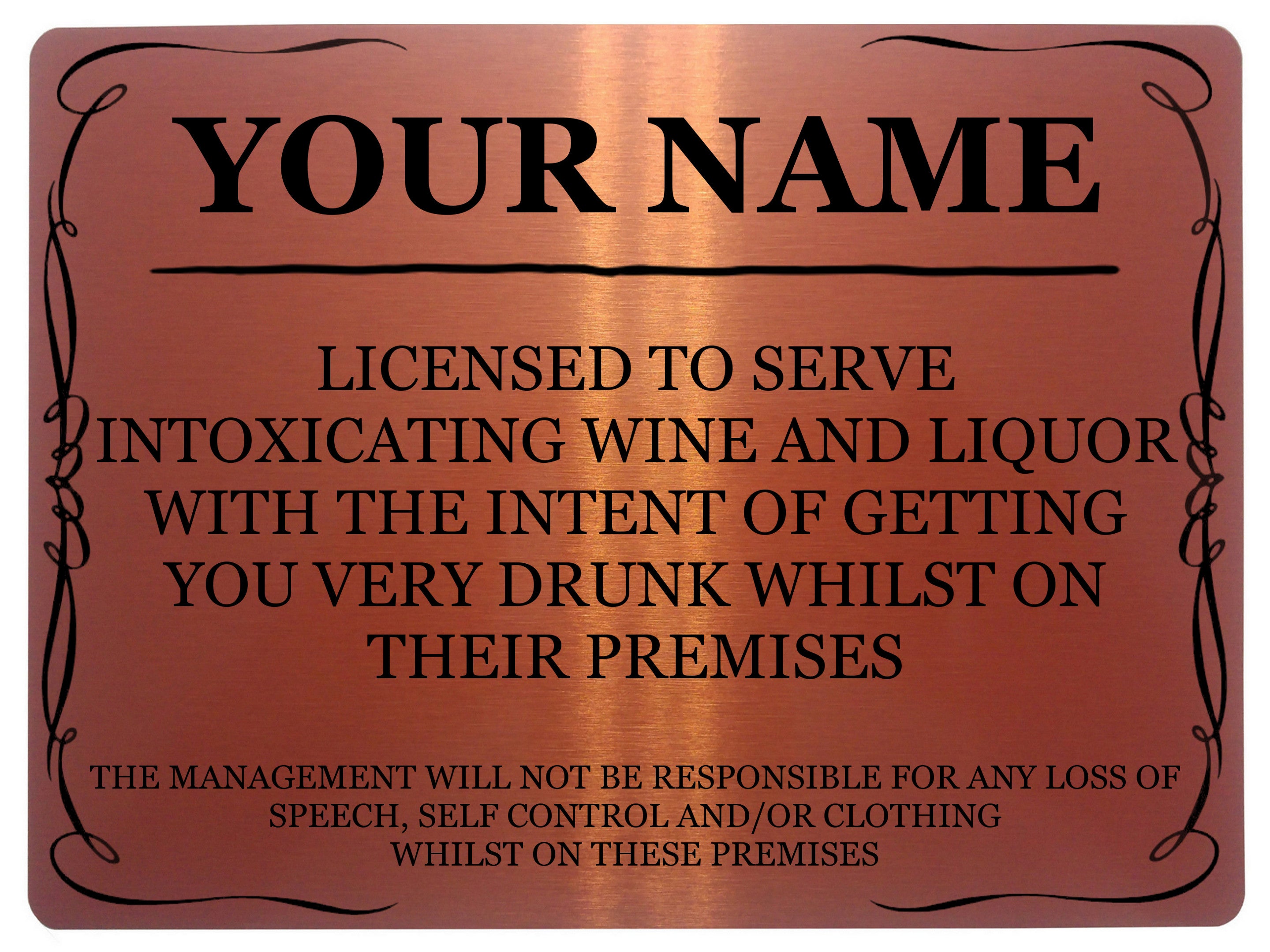 145 Personalised Name Licensed Funny Metal Aluminium Sign Plaque Door Wall Pub Bar