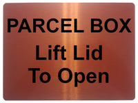 621 PARCEL BOX Lift Lid To Open Metal Aluminium Plaque Sign Door House Office Letters Post