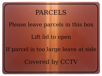 1271 PARCELS Covered by CCTV Metal Aluminium Plaque Sign Box Door House Office