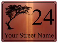 612 Custom Personalised Tree Number Address House Metal Aluminium Sign Plaque For Front Door Wall Gate