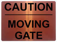 510 CAUTION MOVING GATE Metal Aluminium Door Sign Plaque For House Office Pub