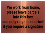 537 We work from home Metal Aluminium Plaque Sign Door Bell Letters Parcels House Office