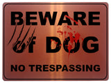 806 BEWARE OF DOG NO TRESPASSING Door Gate Metal Aluminium Plaque Sign House Garden