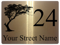 611 Custom Personalised Tree Number Address House Metal Aluminium Sign Plaque For Front Door Wall Gate