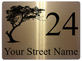 611 Custom Personalised Tree Number Address House Metal Aluminium Sign Plaque For Front Door Wall Gate