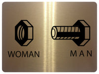 825 TOILET WOMAN MAN Funny Metal Aluminium Plaque Sign House Office Pub Bar