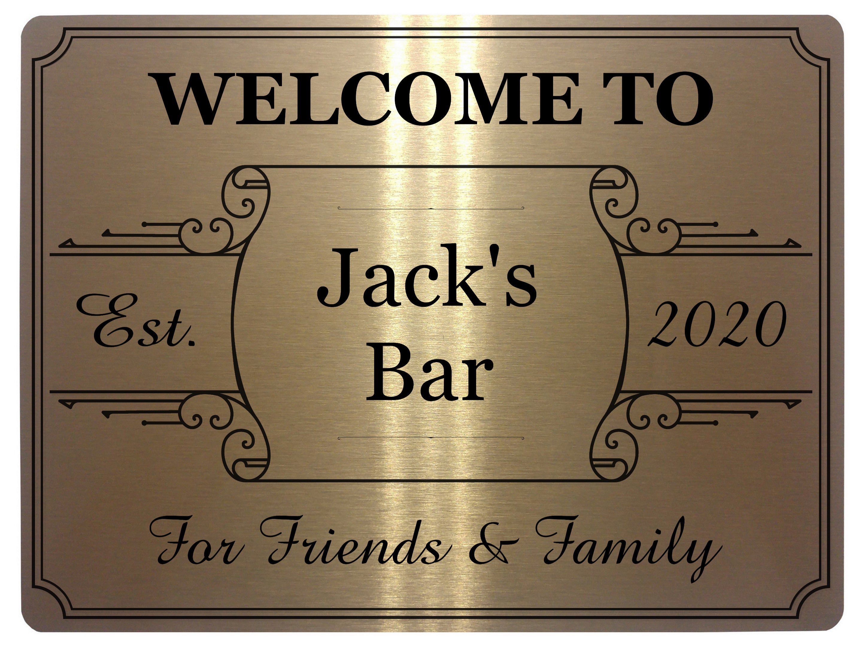 192 Personalised WELCOME TO YOUR NAME BAR Metal Aluminium Sign Door Plaque Pub