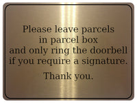 738 Please leave parcels in parcel box Ring Doorbell Metal Aluminium Plaque Sign House Office Letters