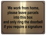 538 We work from home Metal Aluminium Plaque Sign Door Bell Letters Parcels House Office