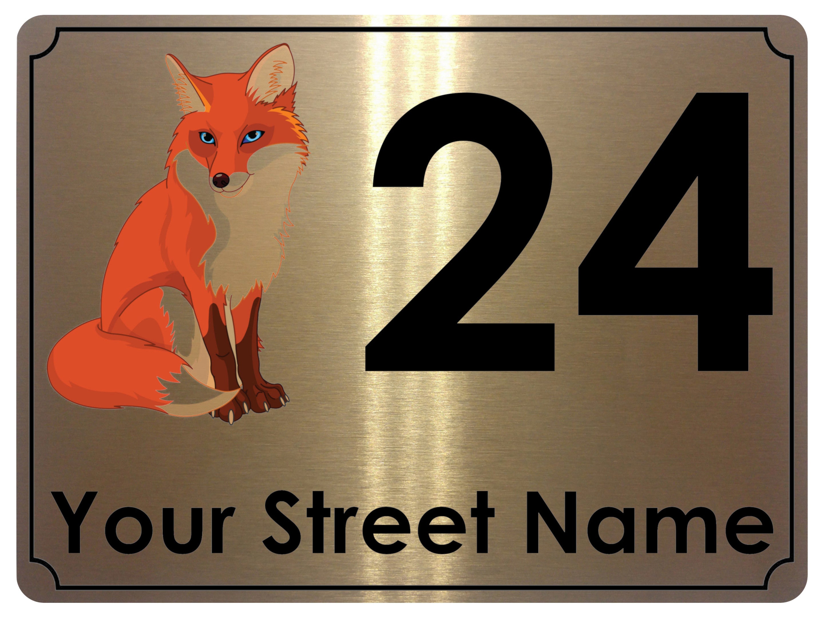 681 Custom Personalised Address Fox House Metal Aluminium Sign Plaque Door Wall Gate